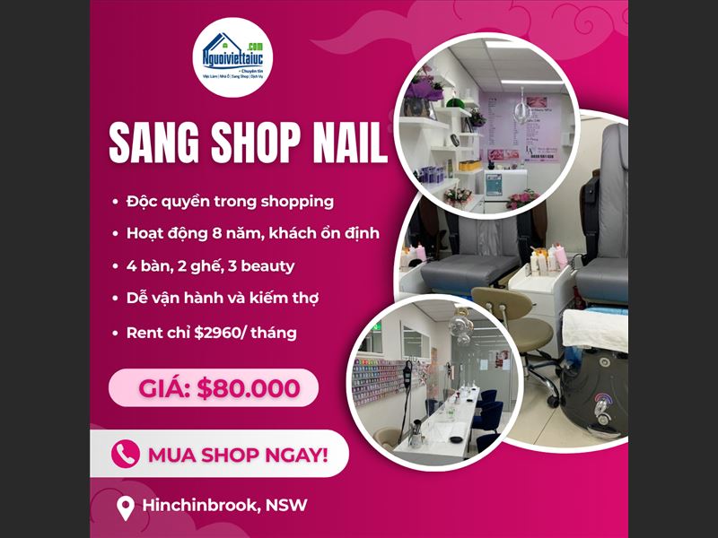 Cần sang tiệm nail cách Cabramatta 15 phút lái xe, rent rẻ